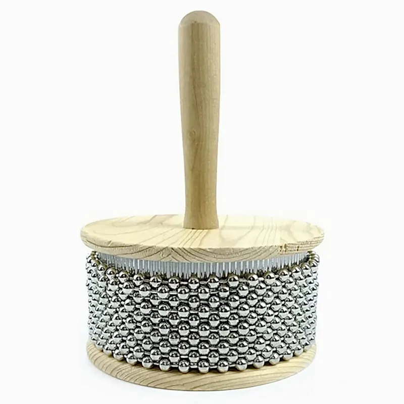 1 ПК, деревянная рука кабаса, перкуссия ручной вибрации 5,1 дюйма с нержавеющей стали с металлическими шариками