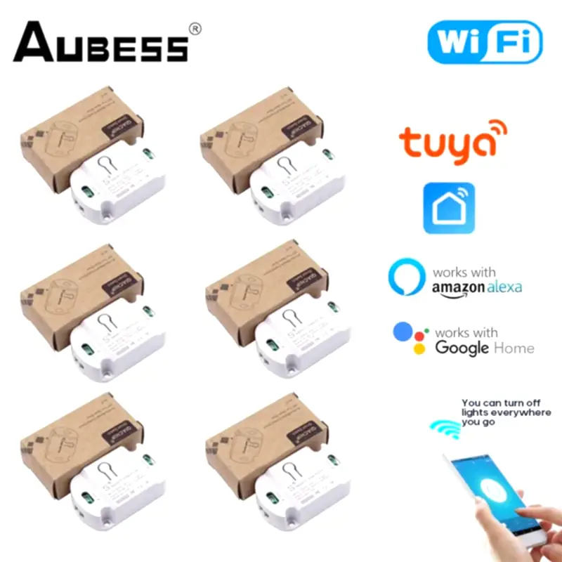10A Smart Wi -Fi Switch Модуль автоматизации Home Module Tuya Smart Home Switch Timer Control работает с Alexa Google Home Assistant