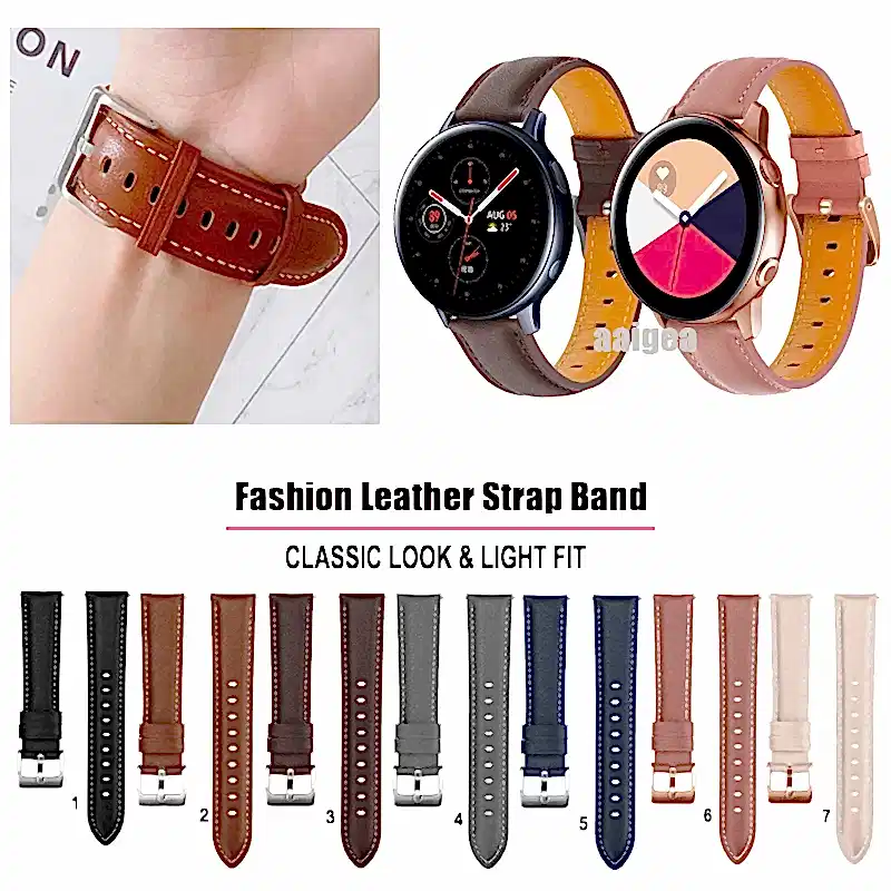 20 мм 22 -мм модная кожаная часовая ремешка для Samsung Galaxy Watch Active 2 40 мм 44 мм / часы 3 4 5 Pro 6 Classic / Gear S3 S4