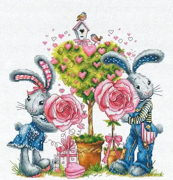 Cross Stitch Kit Luca-S B1124 Rose Rabbit 38-40 28CT 32CT 14CT Металлическая ткань ткань