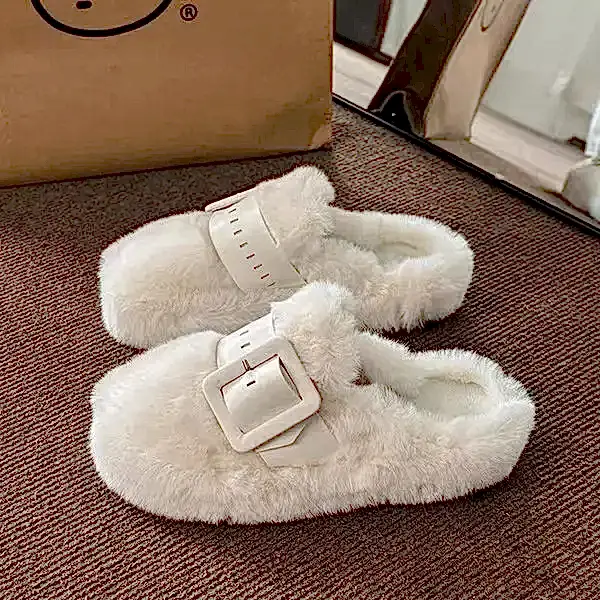 Крышка ног обувь женщина 2025 Slipper Warm Pantofle меховые шлепанцы зима новые плюшевые слайды женские туфли женские тапочки зимние foo