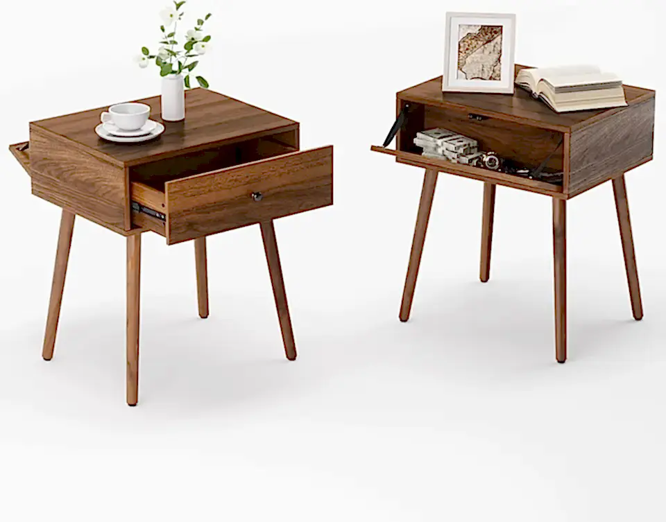 Набор тумбочек с отделением 2, сокрытие мебели в середине века с ящиком, скрытый столик для хранения для кровати