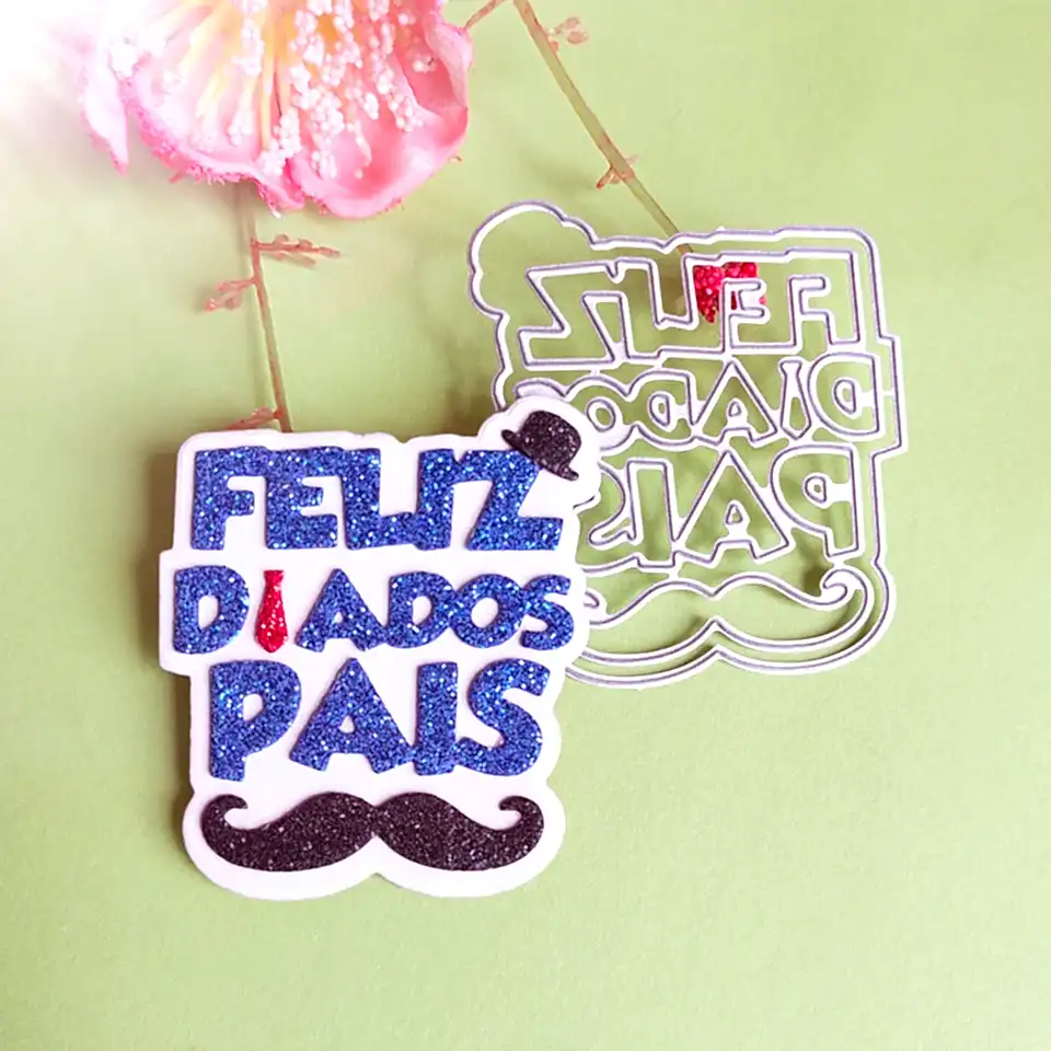 Поздравляю с Днем отца в красивых испанских резаниях для английских букв, записений, рельефных марок, фотоальбоми