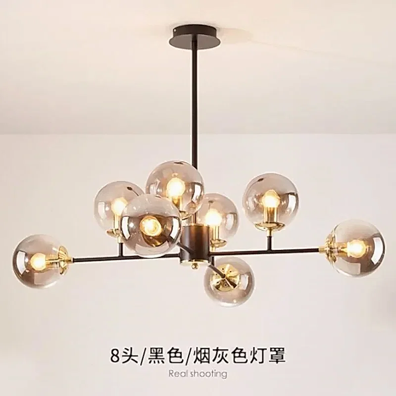 Северная золотая светодиодная люстра подвесная лампа для гостиной столовая спальня кухня современный стеклянный шарик потолок подвесной светильник